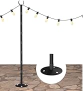 Tigerden 10Ft String Light Poles for Hard Surfaces, Outdoor Light Stand for Backyard, Garden &amp; Pa...