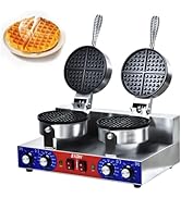 HTTSICHI Waffle Maker - Commercial Waffle Iron w/Two Non-stick 7 in Baking Pans, 550 ? Temperatur...