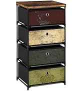 VASICAR Nightstand with 4 Drawers, Clothes Storage Organizer, Small Fabric Dresser for Bedroom, C...