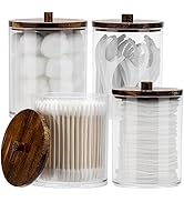 Tbestmax 4 Pack Qtip Holder Dispenser Cotton Ball, Cotton Swab, Floss - 12oz, 10 oz Clear Plastic...