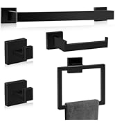 Matte Black Bathroom Hardware Accessories Set of 5 Pieces, 15.6 Inch Bath Towel Bar Set, 304 Stai...