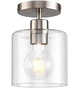 KLSS Brushed Nickel Semi Flush Mount Ceiling Light,Modern Ceiling Light Fixture for Closet Hallwa...