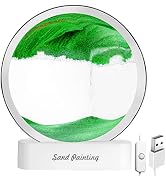 OSDUE Moving Sand Art Picture, 3D Deep Sea Sandscape in Motion, Round Glass Frame Display Flowing...
