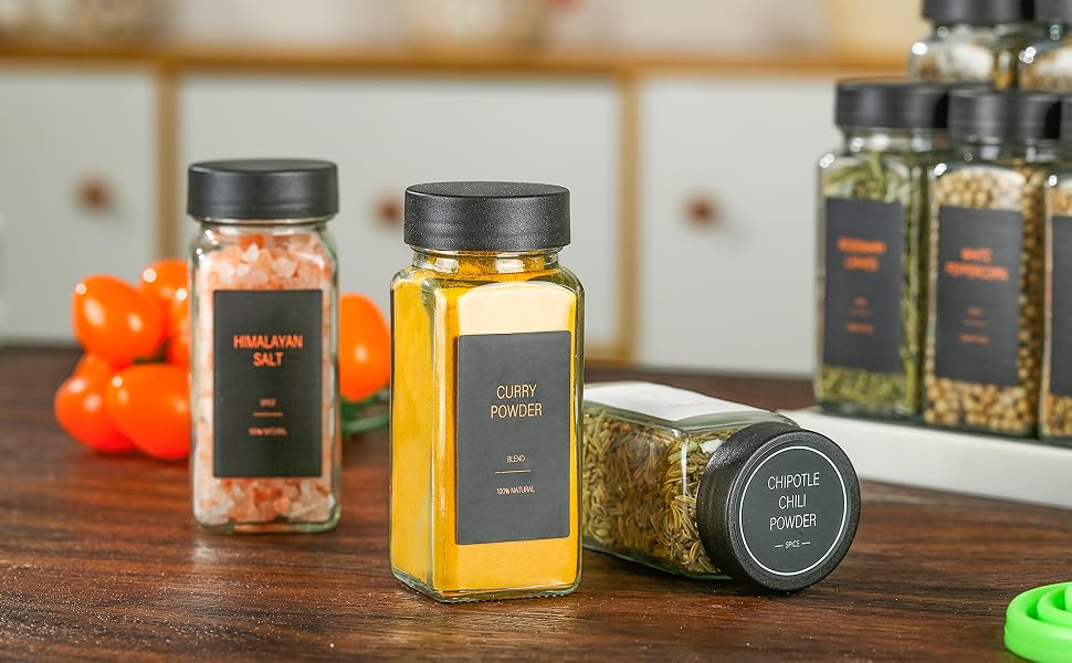 Glass Spice Bottles with Label 
