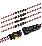 Nilight GA0007 1 2Pin Way 16AWG Waterproof Wire 1.5mm Series Terminal Connector-5 Pack,2 Years Wa...