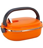 ZJchao Thermal Lunch Box for Hot Food, Stainless Steel Insulated Portable Lunch Warmer Box Orange...