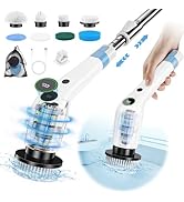 PUFTEM Electric Spin Scrubber, Cordless Shower Scrubber with 8 Scrub Brush, 2 Speed with Adjustab...