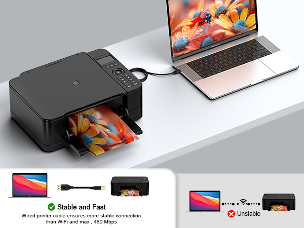 printer usb cable usb printer cable 10 feet usb b to usb c cable printer cord computer hp printer