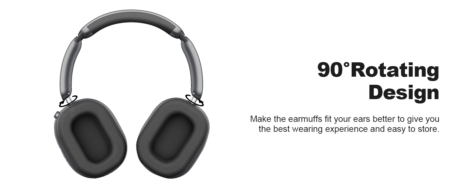 90°Rotating Design Bluetooth headphones wireless headset