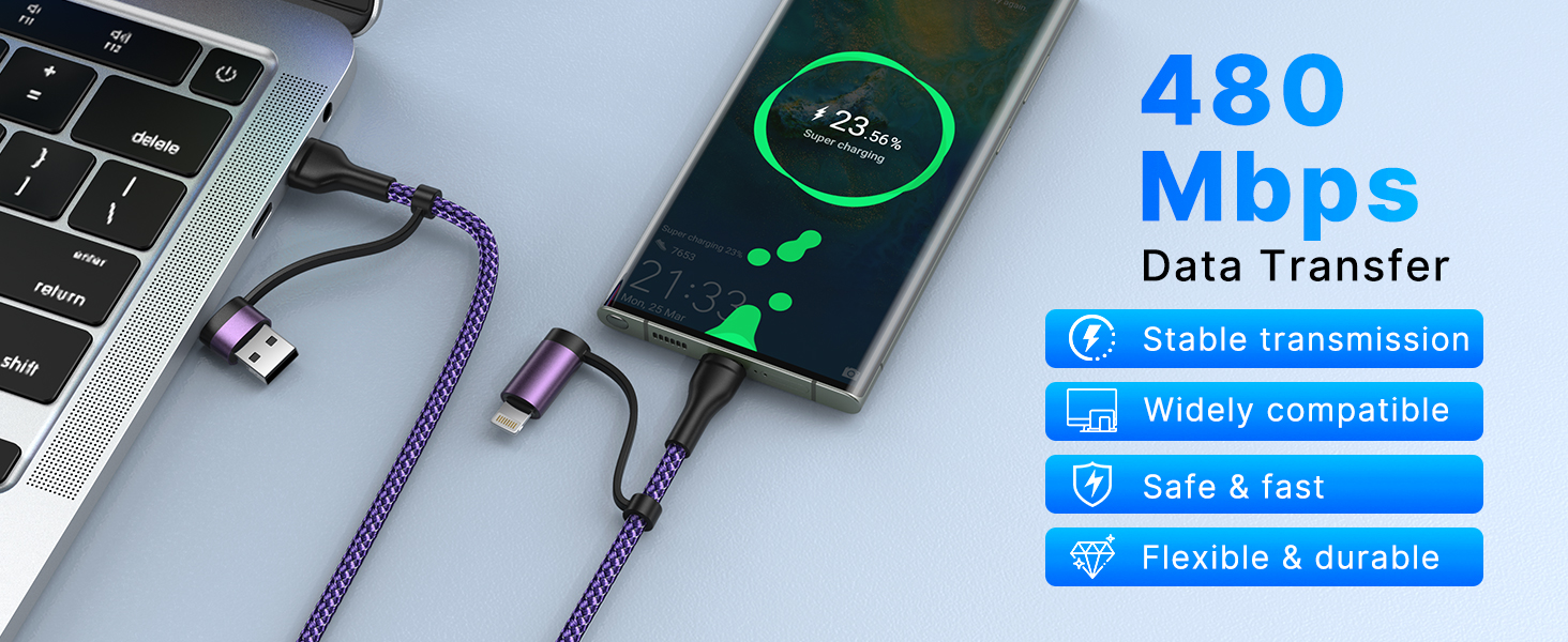 XUDUO USB C Multi Charging Cord