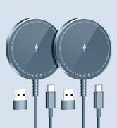 Magnetic Wireless Charger for iPhone: Mag Safe Charger Fast Blue Charging Pad 2 Pack Compatible w...