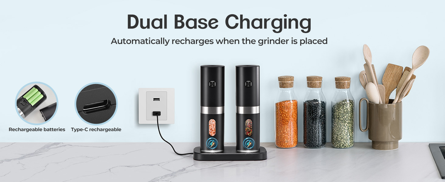 Electric Salt and Pepper Grinder Set