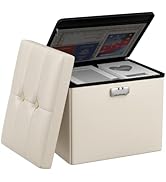Tamfile Ottoman with Storage, Folding Storage Ottoman with Lock, Vanity Chair with Storage, Firep...
