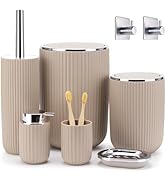 Boperzi Bathroom Accessory Set 8 PC: Bathroom Accessories Set with Trash Can, Lotion Dispenser, S...