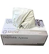 KingSeal Heavy Weight Bib Style Disposable Poly Aprons, 28 by 46 Inches, White, Bulk Pack - 50 Co...