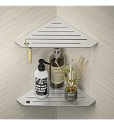 Bernkot Corner Shower Shelves, Pentagonal Grout in Shelf w/Razor Holding Hole, 304 Stainless Stee...