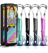 Cbiumpro 4-Pack Tongue Scraper for Kids &amp; Adults, Stainless Steel Tongue Cleaner with Travel Case...