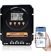 ECO-WORTHY 40A MPPT Solar Charge Controller with Bluetooth, 12V/24V Auto, LCD Display, Compatible...