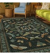 Dark Green Area Rugs 5x7 for Living Room - Fairy Fantasy Moss Rugs for Dining Room Table, Bedroom...