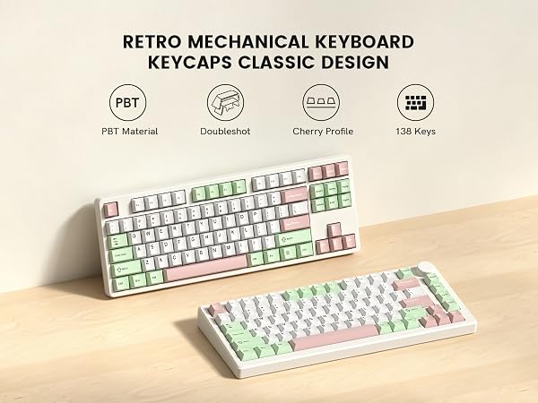 Double Shot PBT keycaps Set, Cherry Profile Keyboard Keycaps,Pastel key caps full size,Custom keycap