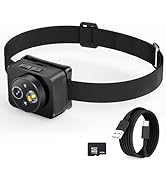 Head-Mounted Camera, LED headlamp, 1080P HD Action Camera, Wearable Video Recording, 64GB Interna...
