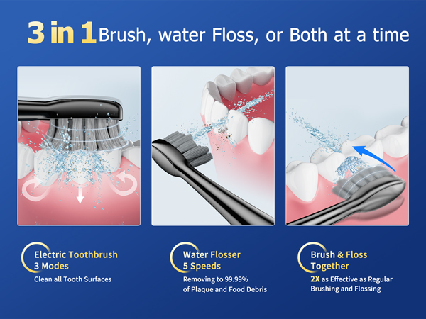 electric toothbrush with water flosser
