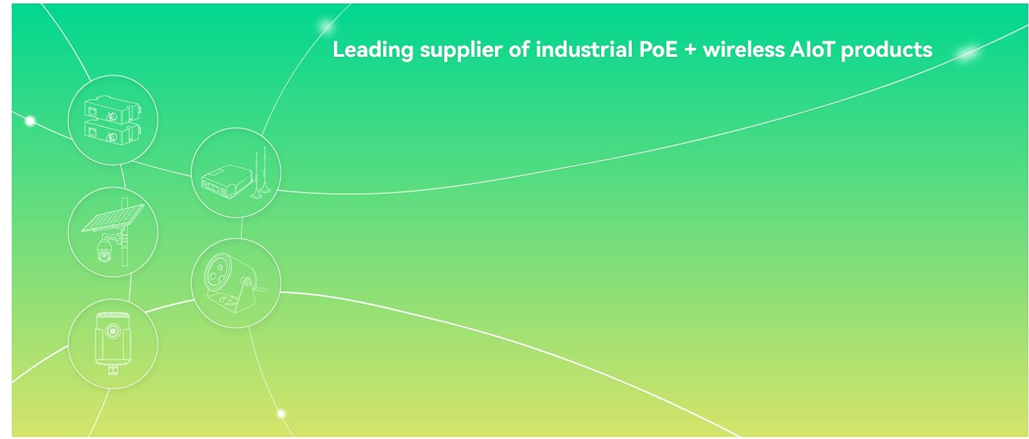 a green and blue background with a line of industrial [ unused0 ] and wires.