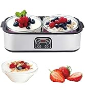 2L Probiotic Yogurt Maker with Two 1L Glass Containers for Larger Batches Yogurt Maker with Adjus...