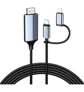 lulaven 2-in-1 Lightning &amp; Type C to HDMI Cable [6FT], HDMI Cable for iPhone, Dual Interface for ...