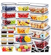 Asnews 48 PCS Food Storage Containers with Lids (24 Containers &amp; 24 Lids), Reusable Plastic Food ...