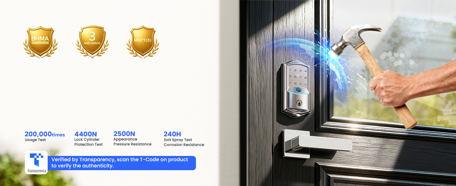 keyless entry door lock BHMA ANSI Grade 3