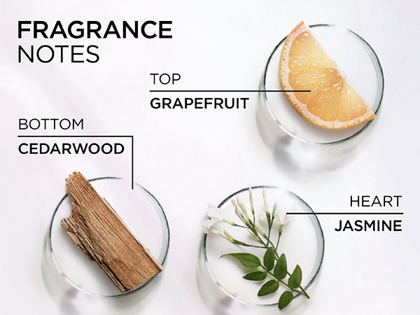 Fragrance Notes: Cedarwood, Grapefruit, and Jasmine