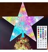 Christmas Tree Topper Star 9.0" LED Lighted Star Tree Top w/Remote Control, 128 Light Modes, Colo...