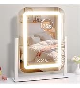 Vanity Mirror with Lights, 12"×13.9" Makeup Mirror with LED Lights, Lighted Makeup Mirror with Sm...