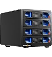 CENMATE Aluminum 4 Bay Hard Drive Enclosure with Cooling Fan for 2.5“/3.5" SATA HDD/SSD with USB ...