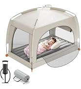 QPAU Inflatable Toddler Travel Bed with Tent – Lightweight Blow Up Kids Air Mattress with Hand Pu...