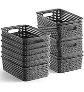 [ 12 Pack ] Plastic Storage Baskets - Small Pantry Organization and Storage Bins - Household Orga...