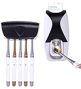 Automatic Toothbrush Dispenser Wall Mount Toothpaste Squeezer and Toothbrush Holder Set for Kids ...