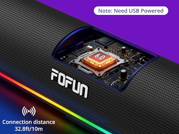 Text reads 'Note: Need USB Powered'. Multiple product interface screens displayed in purple and blue tones showing wireless connectivity icons and status indicators.