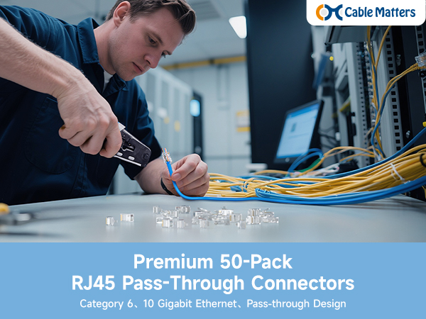 Cable Matters 100-Pack RJ45 Pass Through Connectors for Ethernet Cable Termination, Cat 6 Connector 