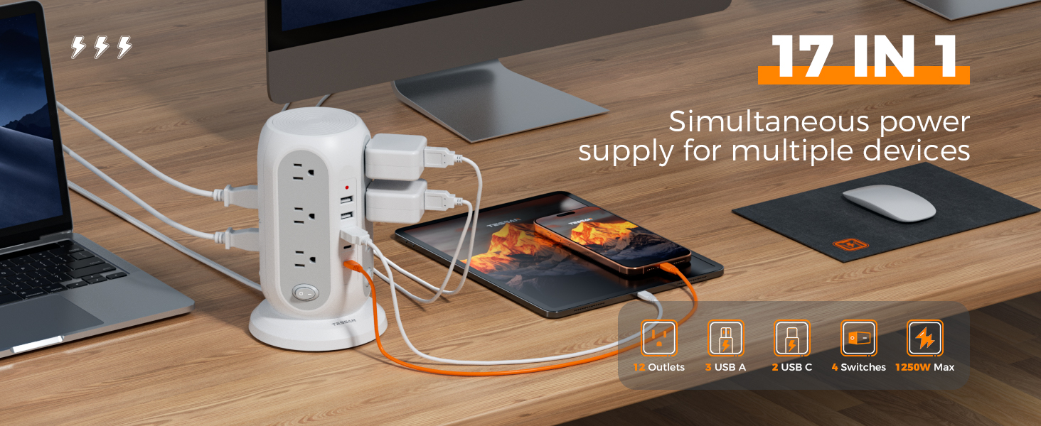 Power Strip with USB C Ports