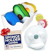 Storage Theory Sponge Organizer and Sponge Caddy Combo - Peel &amp; Stick Organizer - Suction Cup Cad...