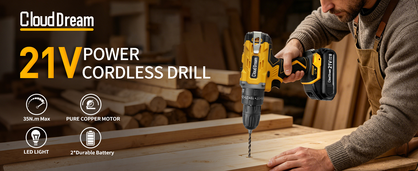 POWER 21V CORDLESS DRILL