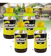 4 Pack Outdoor Fly Traps for Patio, Fly Jar Bottles with 6 Natural Magnet Bait, Flies Bug Insect ...
