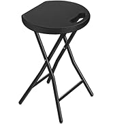 TAVR Furniture Portable Folding Chair with Handle, Heavy Duty Round Fold Stool Chair with 500lbs ...