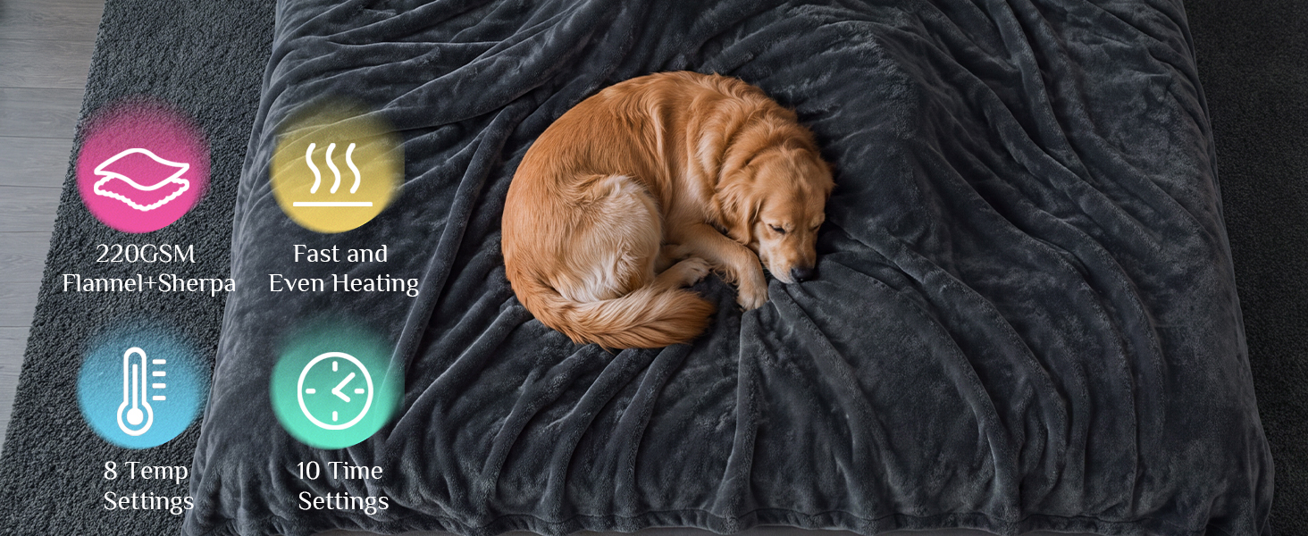 heated blanket full size, washable sherpa heated blanket, cozy gift for bed and couch