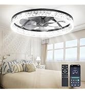 Aphyni Ceiling Fans with Lights and Remote, Crystal-Edged Modern Flush Mount LED Fan Light, 6 Win...