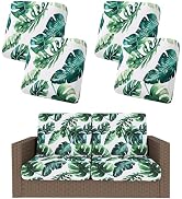 Smiry Waterproof Patio Cushion Covers, Stretch Outdoor Couch Slipcovers Replacement Washable Furn...