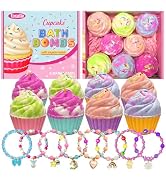 Bath Bombs for Kids with Surprise Jewelry Inside, 8 Cupcake Bath Bombs for Girls Gift Set, Handma...