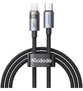 Mcdodo 36W USB-C to Lightning Cable with Flashing Light 4ft, Nylon Braided Lightning USB C Fast C...